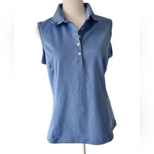 Nike Women's Sleeveless Blue Fitted Polo Shirt M